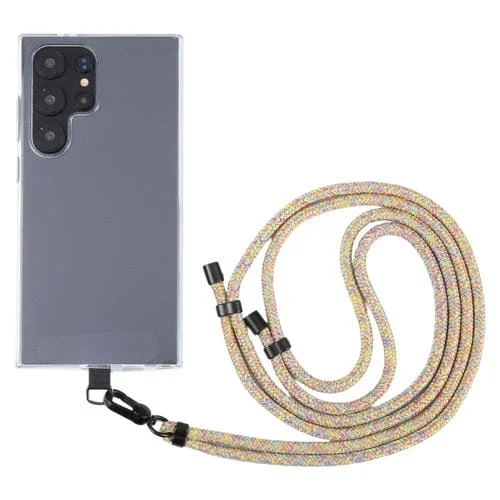 Cordón Largo Antipérdida Ajustable para Teléfono Móvil con Hebilla Negra de 6mm (Arco Iris Dorado)