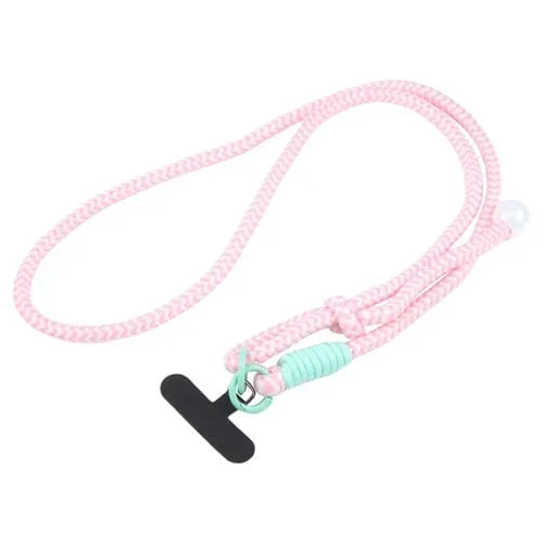 Cordón Largo de Nailon con Cuentas Grandes Antipérdida para Teléfono Móvil (Rosa)