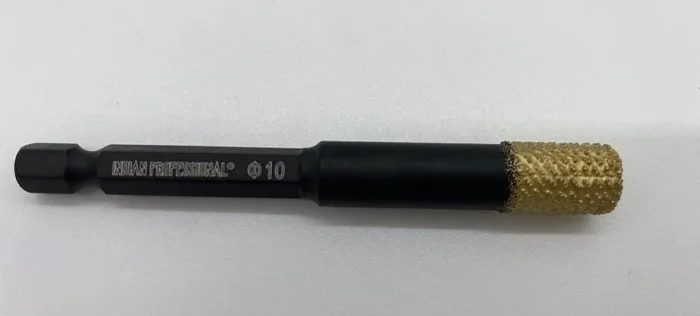 Corona diamantada hexagonal 10mm Indian Professional, para perforado en seco, ideal para cerámica, piedra y ladrillo, alta precisión y durabilidad.