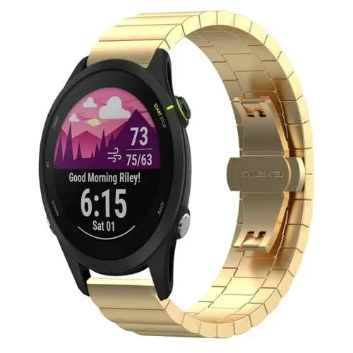 Correa de Metal para Garmin Forerunner 255S Music / 255S con Hebilla de Mariposa (Dorado)