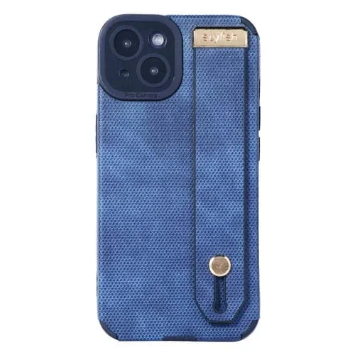 Correa de Muñeca Funda de Cuero TPU para iPhone 14 Funcional (Azul)