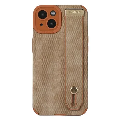 Correa de Muñeca TPU Funda de Cuero para Teléfono iPhone 14 (Marrón)