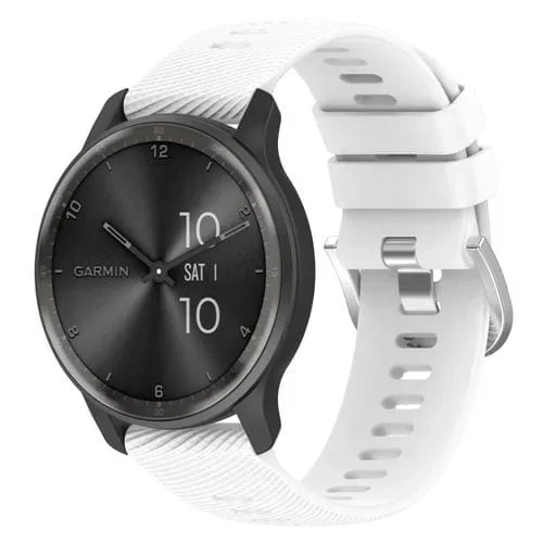 Correa de Reloj 20mm Garmin Vivoactive3 Silicona Textura Cruzada (Blanco)