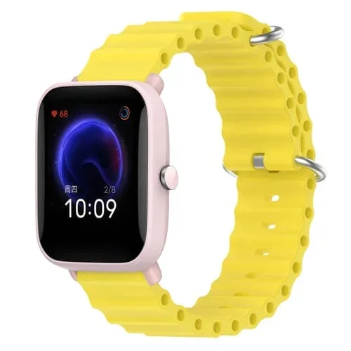 Correa de Reloj 20mm para Amazfit Pop Pro Silicona Estilo Océano (Amarillo)