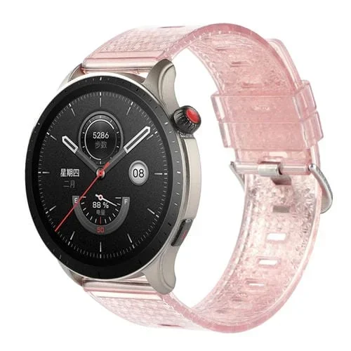 Correa de Reloj 22mm con Purpurina Transparente y Textura de Diamante (Rosa Transparente)