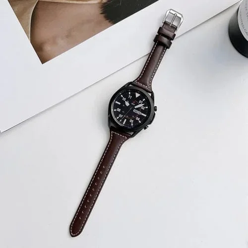 Correa de Reloj 22mm Costura Tejido Liso Cintura Pequeña (Marrón)