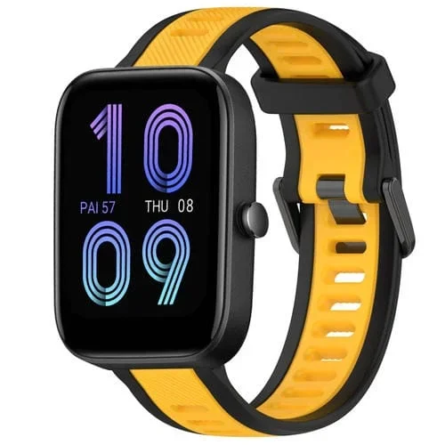Correa de Reloj Amazfit Bip 3 Silicona Texturizada Dos Colores 20mm (Amarillo + Negro)