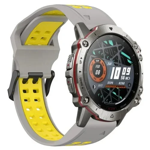 Correa de Reloj Amazfit Falcon 22mm Silicona Deportiva Transpirable Dos Colores (Gris + Amarillo)