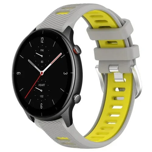 Correa de Reloj Amazfit GTR 2E 22mm silicona dos colores con hebilla de acero (Gris + Amarillo)