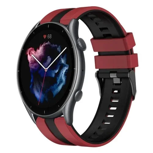 Correa de Reloj Amazfit GTR 3 silicona deportiva dos colores 22mm (Rojo + Negro)