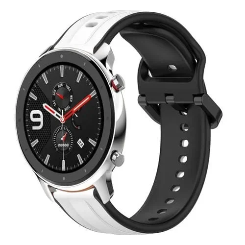 Correa de Reloj Amazfit GTR 4 22mm Silicona Dos Colores con Bucle Convexo (Blanco + Negro)