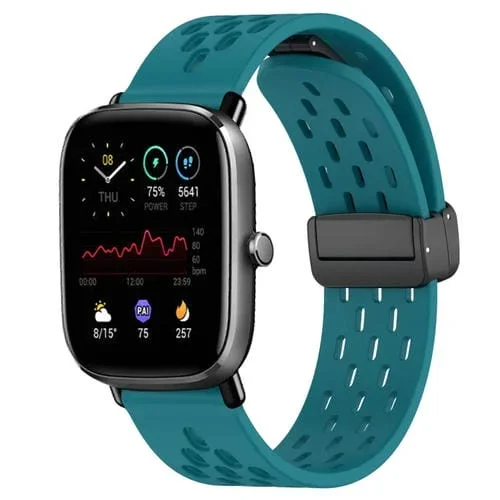 Correa de Reloj Amazfit GTS 2 Mini silicona cierre magnético plegable 20mm (Verde Oculto)