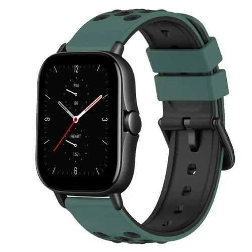Correa de Reloj Amazfit GTS 2E 20mm Silicona Dos Colores (Verde Oliva + Negro)