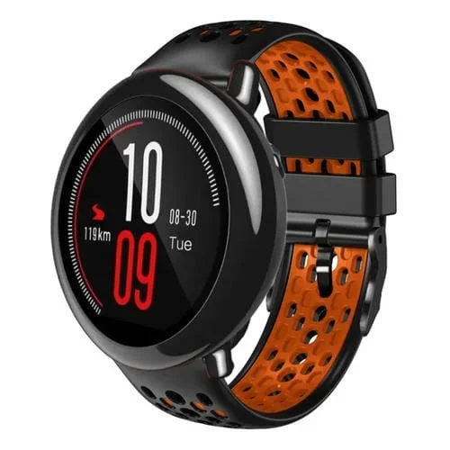 Correa de Reloj Amazfit Pace 22mm Silicona Transpirable Dos Colores (Negro + Naranja)