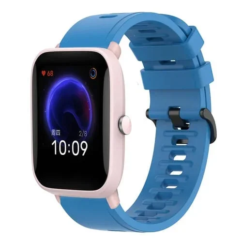 Correa de Reloj Amazfit Pop 20mm Silicona Suave Color Sólido (Azul)