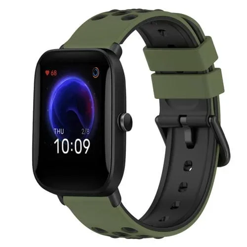 Correa de Reloj Amazfit Pop Pro 20mm Silicona Dos Colores (Rojo + Negro)
