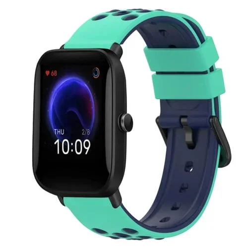 Correa de Reloj Amazfit Pop Pro 20mm silicona dos colores (Verde Militar + Negro)