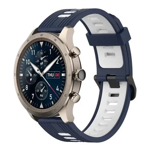Correa de Reloj Amazfit Z 22mm Silicona Dos Colores Patrón Vertical (Azul Oscuro + Blanco)