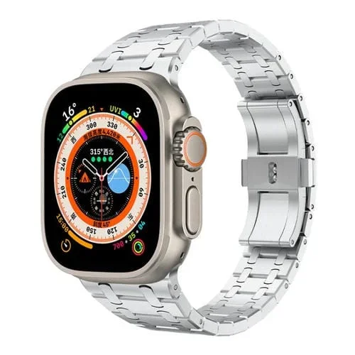 Correa de Reloj Apple Watch Ultra 2 49mm Pg94 Acero Inoxidable Doble Enlace (Plateado)