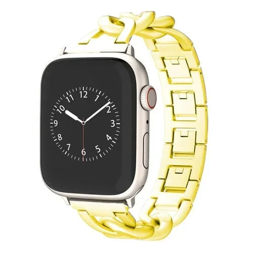 Correa de Reloj Cadena Metal Liberación Rápida Apple Watch Series 6 44mm (Dorada)