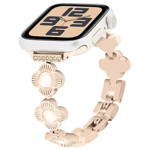 Correa de Reloj Cadena Metal Liberación Rápida Trébol 40mm Apple Watch Se 2023 (Oro Rosa)