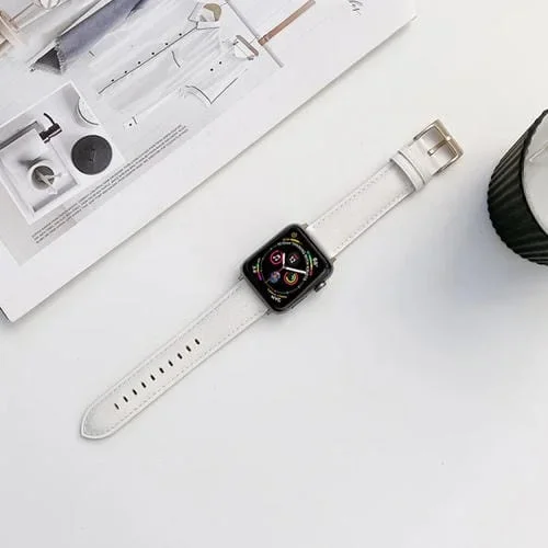 Correa de Reloj Cuero Genuino Apple Watch Ultra 49mm Serie 8 7 SE 2 6 5 4 3 2 1 (Blanco)