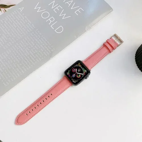 Correa de Reloj Cuero Genuino Apple Watch Ultra 49mm Series 1-8 Rosa
