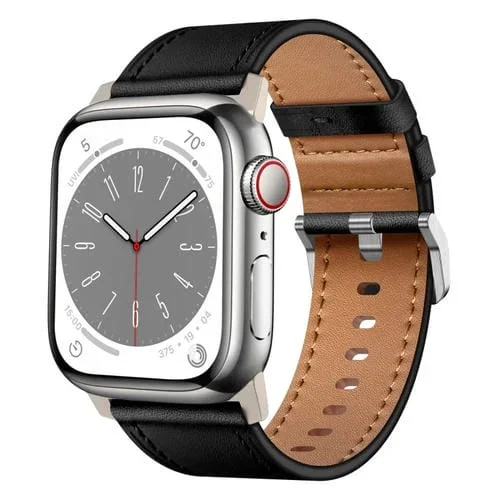Correa de Reloj Cuero Grano Superior Wilderness para Apple Watch Series 7 45mm (Conector Titanio Negro)