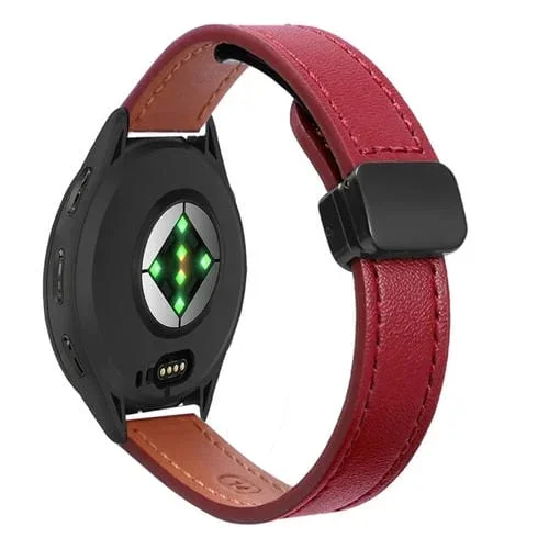 Correa de Reloj Cuero Microfibra 18mm para Garmin Venu 3S (Rojo Vino)