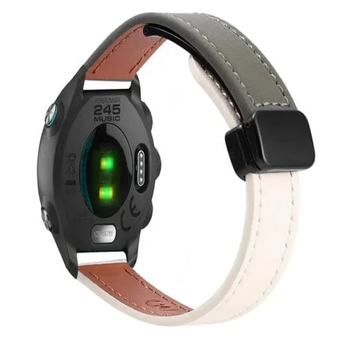 Correa de Reloj Cuero Microfibra 20mm con Hebilla Magnética para Garmin Forerunner 245 (Verde Albaricoque y Aguacate)