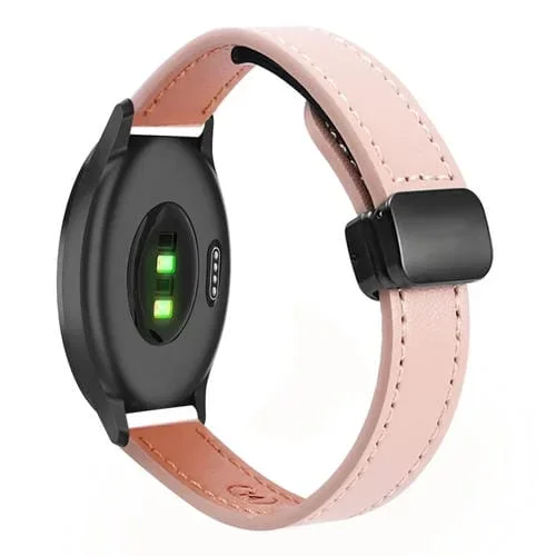 Correa de Reloj Cuero Microfibra 20mm con Hebilla Magnética para Garmin Vivomove 3 (Rosa Sakura)