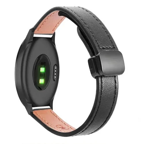 Correa de Reloj Cuero Microfibra 20mm Hebilla Magnética Delgada para Garmin Vivomove Style (Negra)