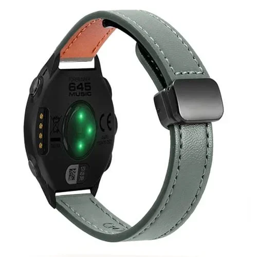 Correa de Reloj Cuero Microfibra 20mm Hebilla Magnética para Garmin Forerunner 645 (Verde Aguacate)