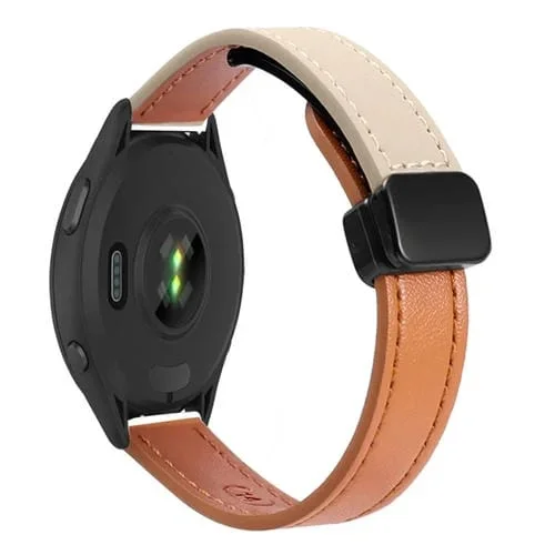 Correa de Reloj Cuero Microfibra con Hebilla Magnética 22mm para Garmin Forerunner 265 (Naranja/Albaricoque)