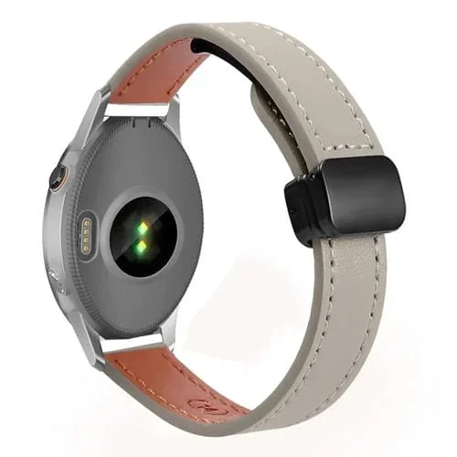 Correa de Reloj Cuero Microfibra Garmin Forerunner 255S Hebilla Magnética 18mm (Gris)