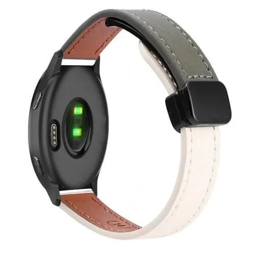 Correa de Reloj Cuero Microfibra Garmin Venu Slim 20mm Hebilla Magnética (Verde Albaricoque y Aguacate)