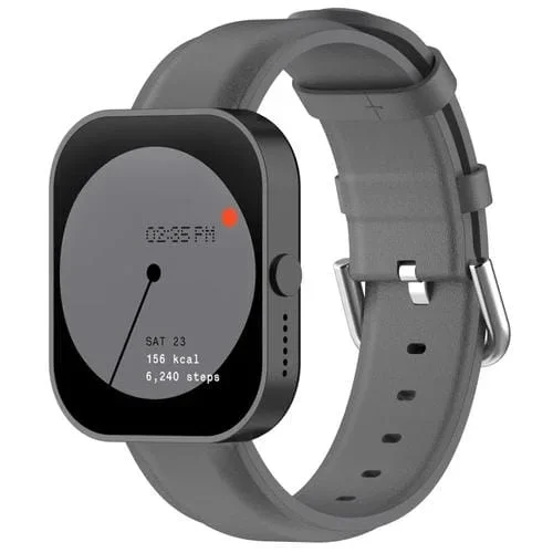 Correa de Reloj de Cuero Genuino para cmf Watch Pro D395 con Cola Redonda 22mm (Gris)