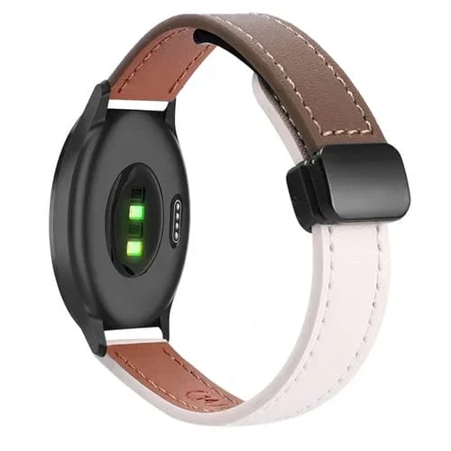 Correa de Reloj de cuero microfibra 20mm con hebilla magnética para Garmin Vivomove Style (Albaricoque y Caramelo Macchiato)