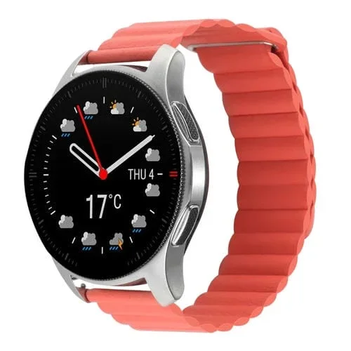 Correa de Reloj de Cuero para Coros Apex 46mm Apex Pro y Ticwatch Pro 3 22mm con Bucle Magnético (Naranja)