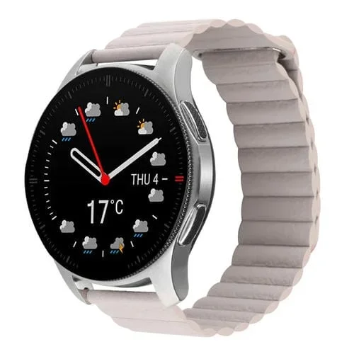 Correa de Reloj de Cuero para Coros Apex 46mm/Apex Pro y Ticwatch Pro 3 22mm con Bucle Magnético (Caqui)