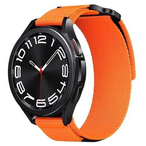 Correa de Reloj de Lona Nailon 22mm con Cierre de Gancho y Bucle (Naranja + Negro)