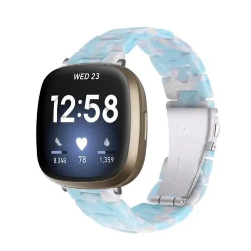Correa de Reloj de Resina Universal para Fitbit Versa 4 y Sense 2 (Azul Cielo)