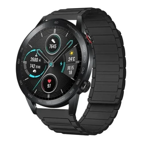 Correa de Reloj de Silicona Magnética en Forma de I para Honor Magic Watch 2 46mm (Negra)