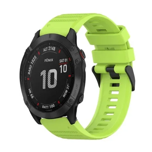 Correa de Reloj de Silicona para Garmin Fenix 6 Sapphire GPS 22mm con Textura Horizontal y Herramienta (Verde Lima)