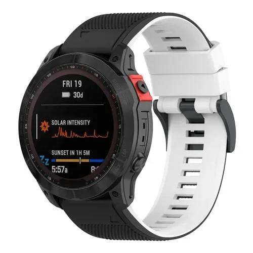 Correa de Reloj de Silicona para Garmin Fenix 7 Dos Colores (Negro Blanco)
