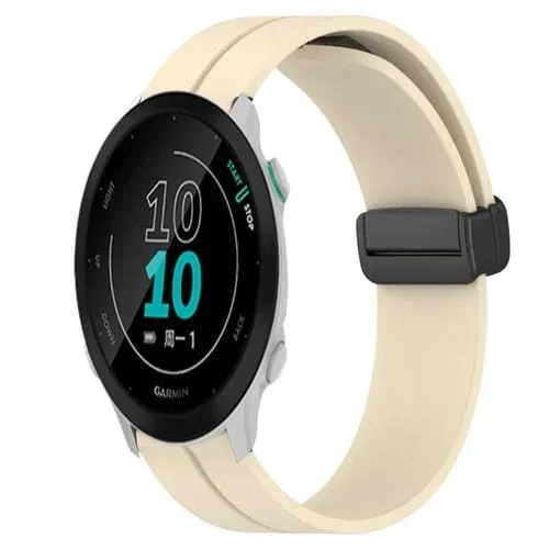 Correa de Reloj de Silicona para Garmin Forerunner 158 20mm con Cierre Magnético (Beige)