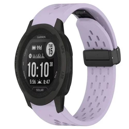 Correa de Reloj de Silicona para Garmin Instinct 2S con Orificio y Hebilla Plegable 20mm (Púrpura)