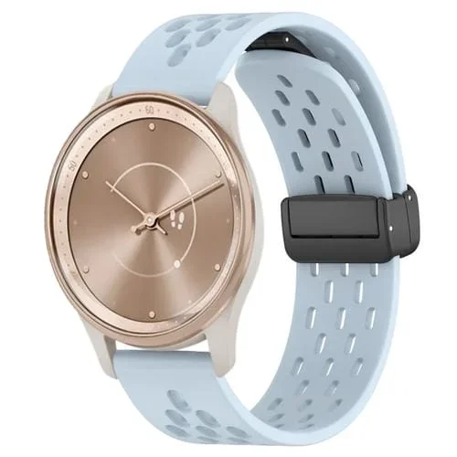 Correa de Reloj de Silicona para Garminmove Trend con Cierre Magnético Plegable de 20mm (Azul Claro)