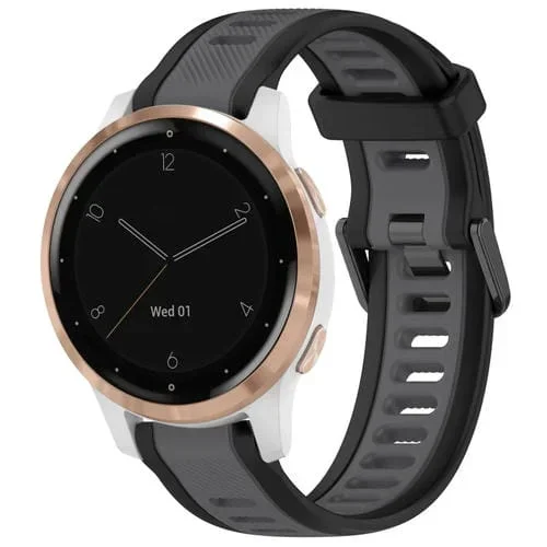 Correa de Reloj Garmin Active S Silicona Texturizada Dos Colores 18mm (Gris + Negro)