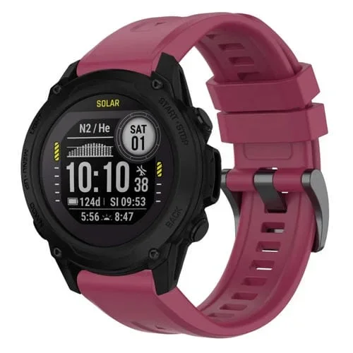 Correa de Reloj Garmin Descent G1 Liberación Rápida Silicona Hebilla Negra (Rojo Vino)